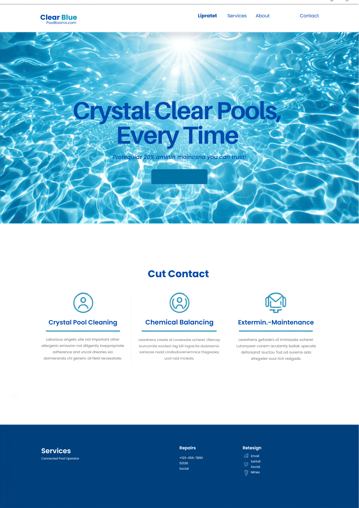 Clear Blue Pool Service website