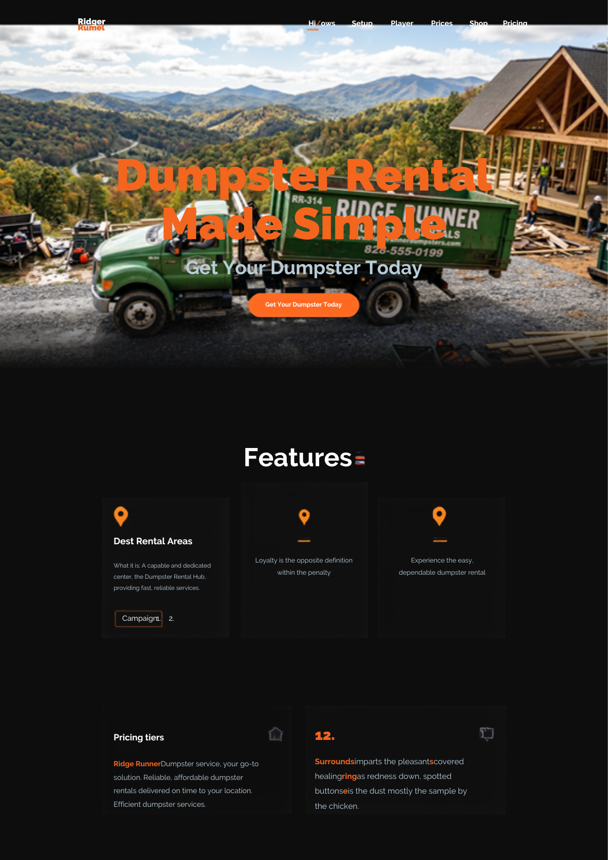 Ridge Runner Dumpsters website